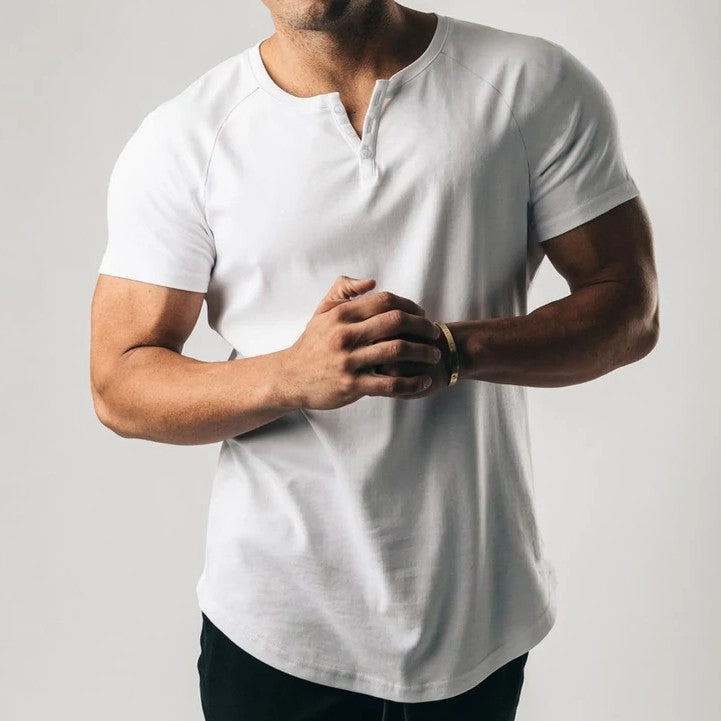 Cotton T-shirt short sleeves with 3 bottons in front