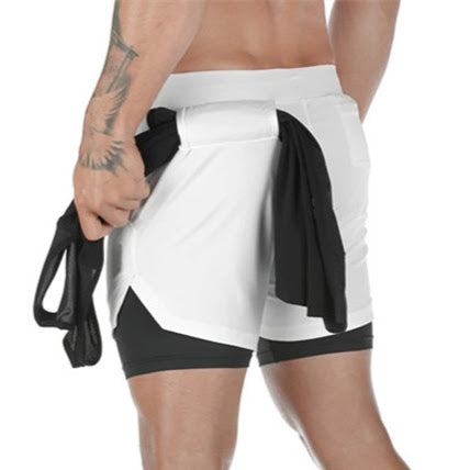 Vulture Double-Layer Training Shorts in White