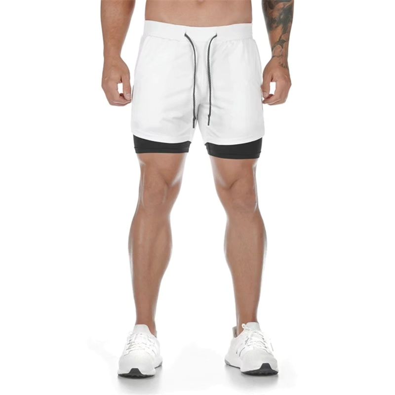 Vulture Double-Layer Training Shorts in White