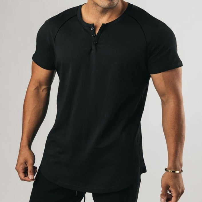 Cotton T-shirt short sleeves with 3 bottons in front