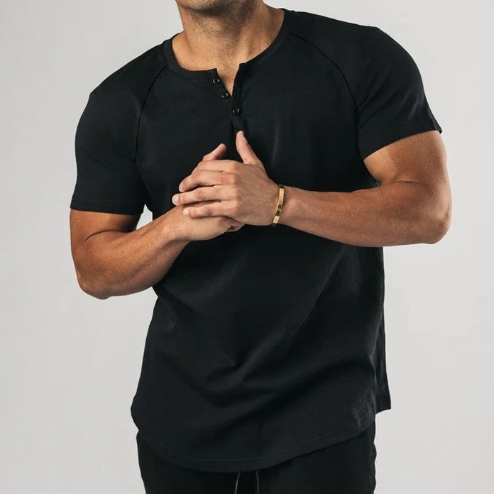 Cotton T-shirt short sleeves with 3 bottons in front