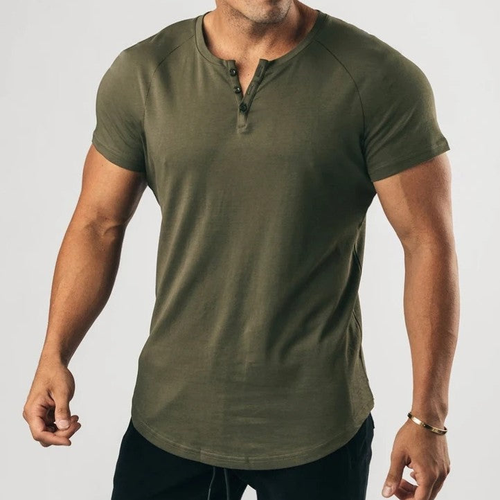 Cotton T-shirt short sleeves with 3 bottons in front