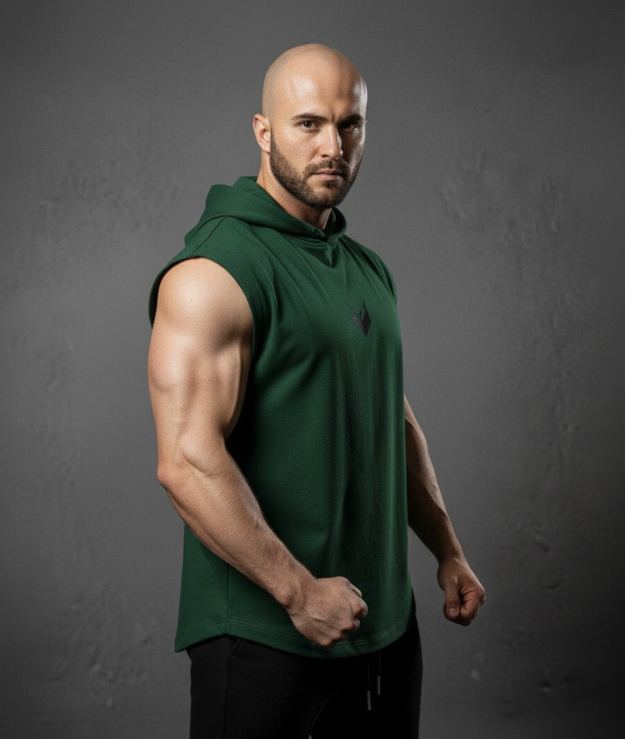 Vulture Athletic Tank Top Hoodie in Forst Green
