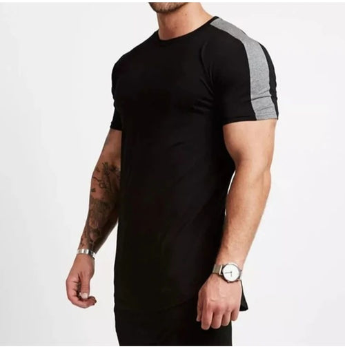 Cotton T-shirt with grey shoulder panel