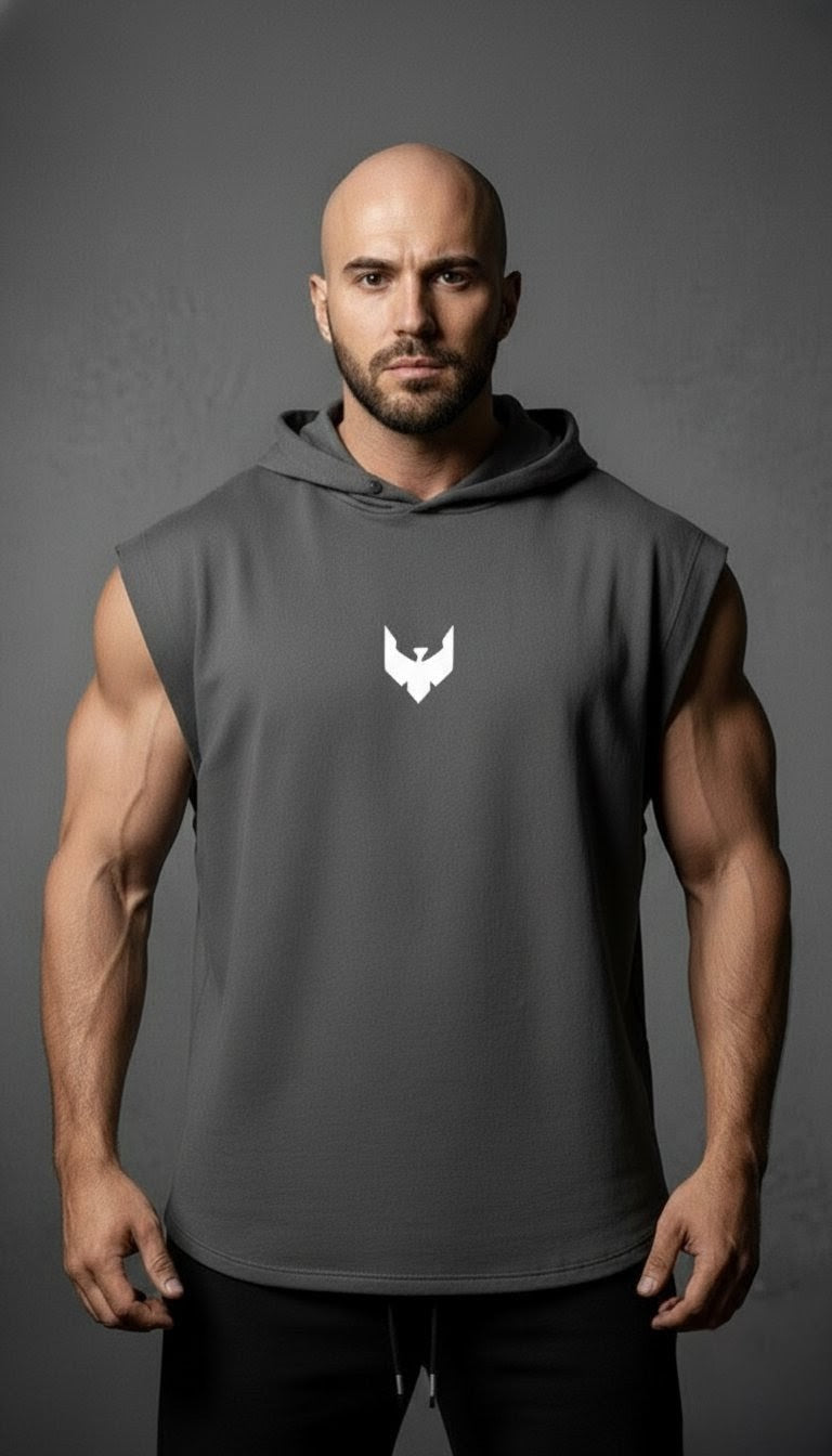 Vulture Athletic Tank Top Hoodie in Grey