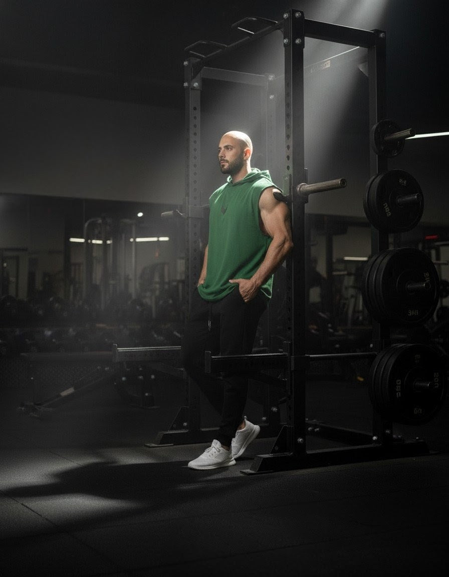 Vulture Athletic Tank Top Hoodie in Forst Green