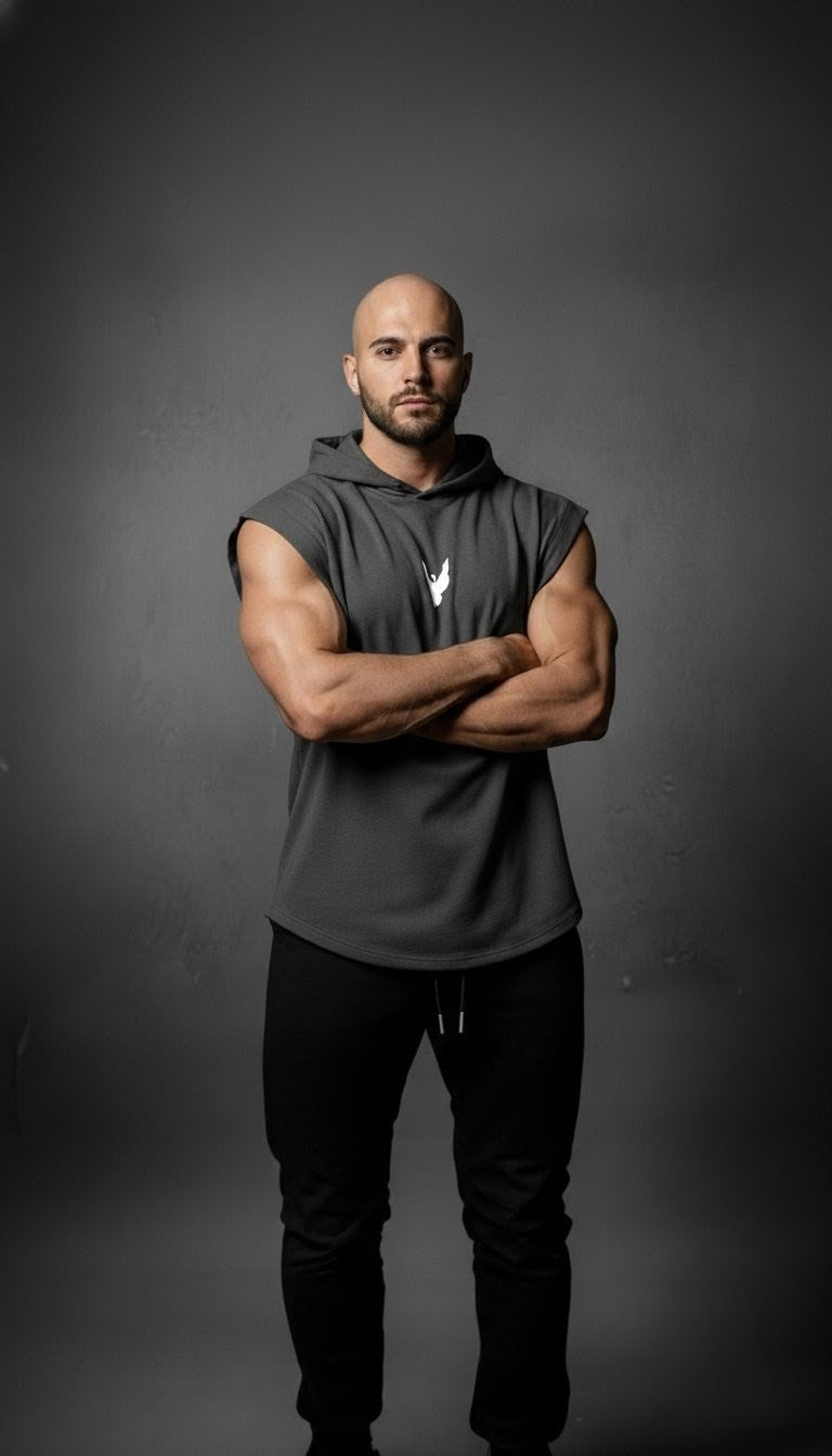 Vulture Athletic Tank Top Hoodie in Grey