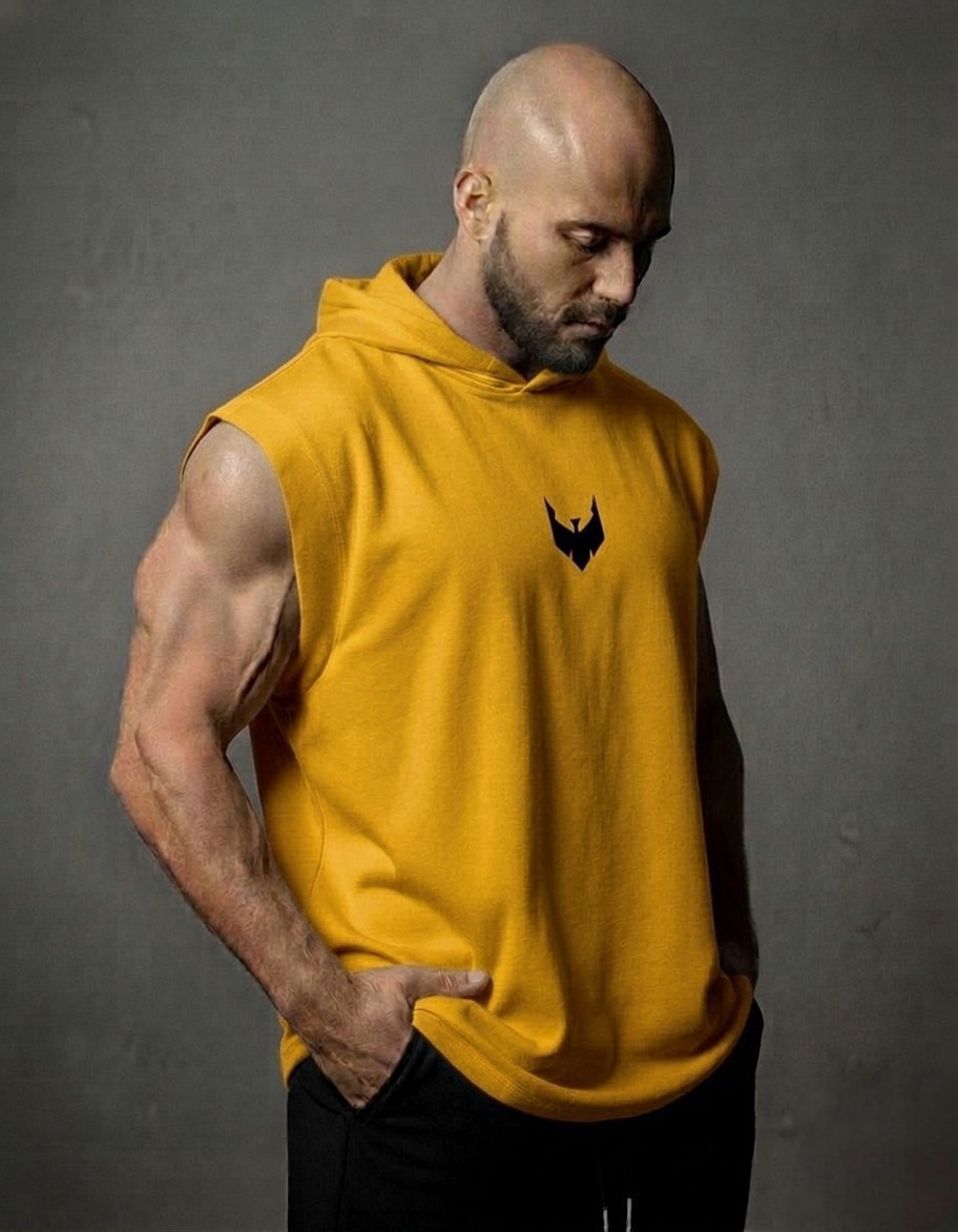 Vulture Athletic Tank Top Hoodie in Yellow