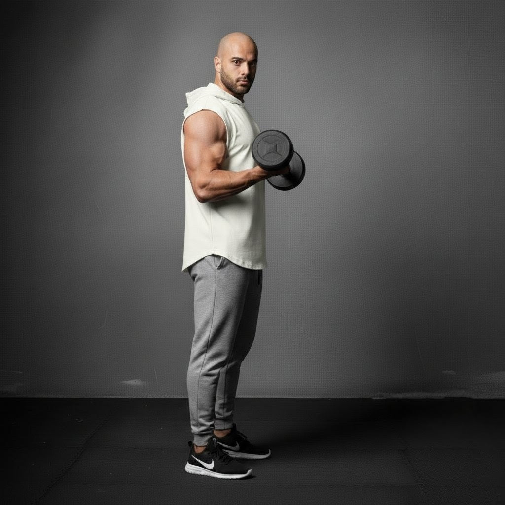 Sleeveless hoodie with printed logo in Off-white