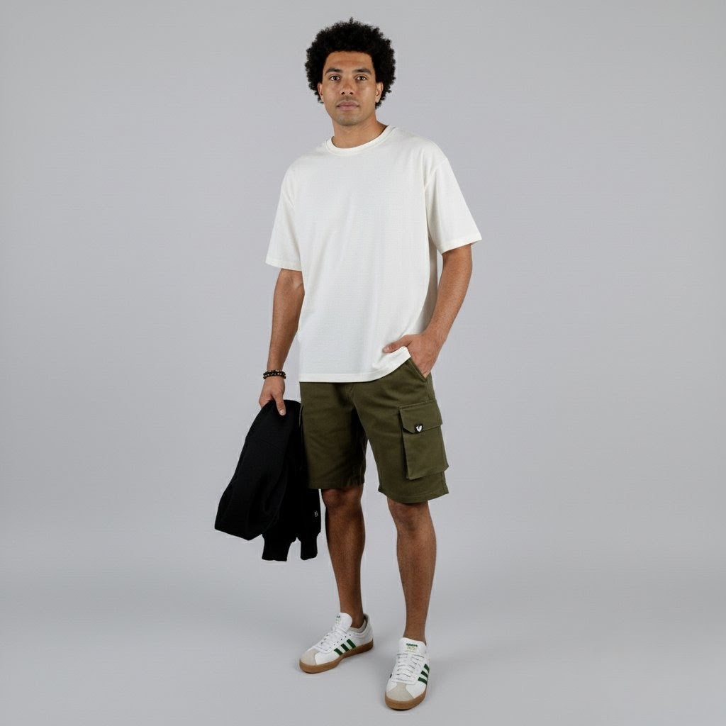 VA Winter Set | Hoodie+Tee+olive Cargo Shorts