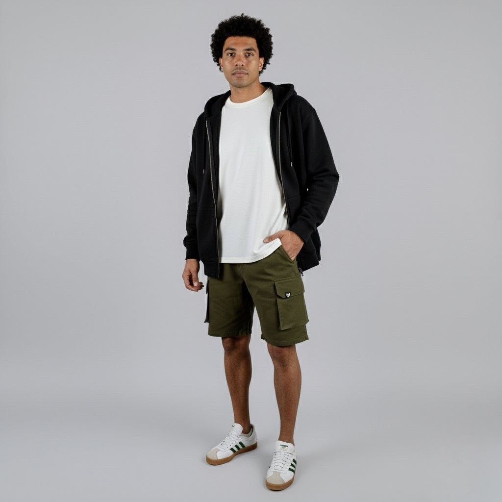 VA Winter Set | Hoodie+Tee+olive Cargo Shorts