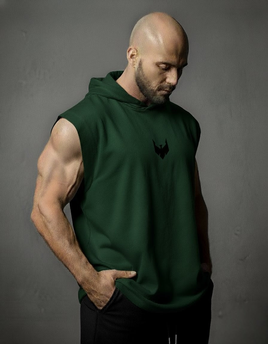 Vulture Athletic Tank Top Hoodie in Forst Green