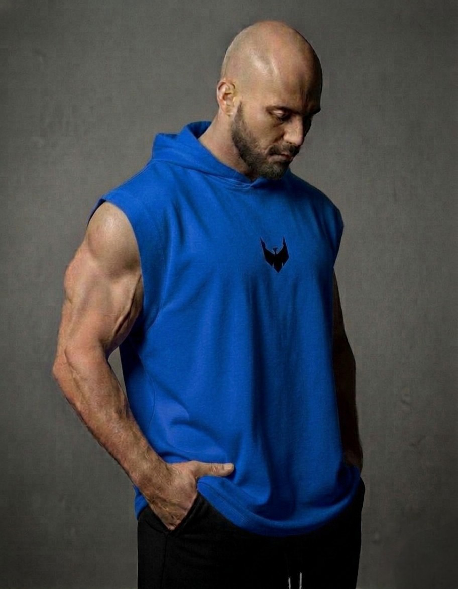 Vulture Athletic Tank Top Hoodie in Blue