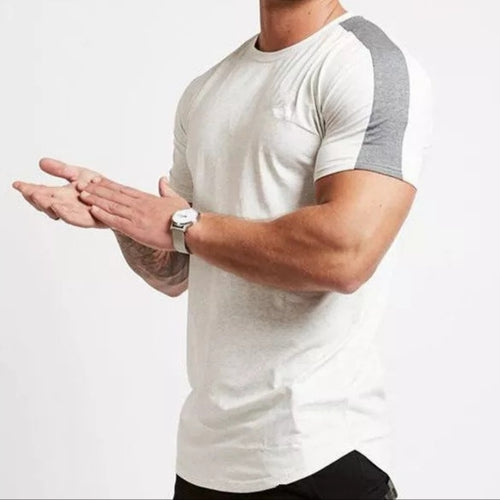 Cotton T-shirt with grey shoulder panel