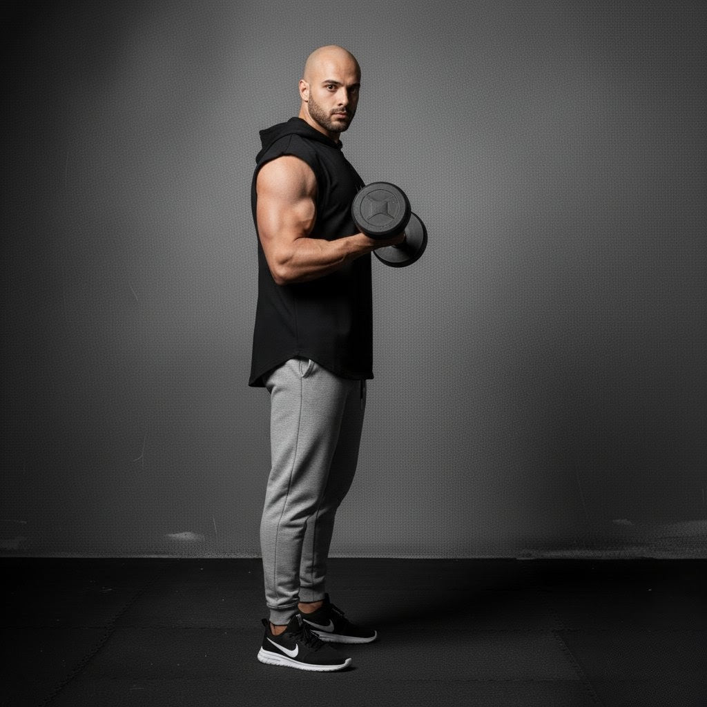 Sleeveless hoodie with printed logo in Black